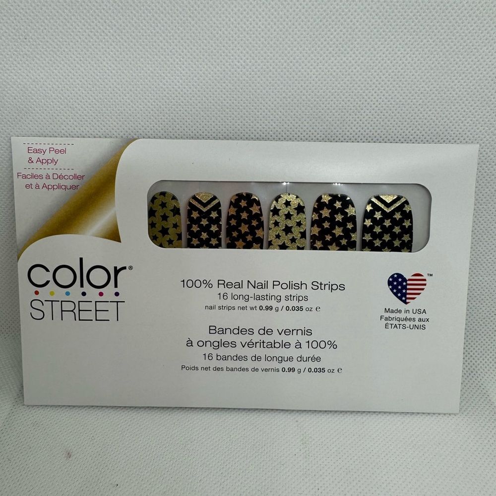 Color Street Salute to You Shimmery Black Gold Design Chevron Stripes Star NEW
